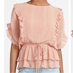 Express Blush Pink Chiffon Peplum Style